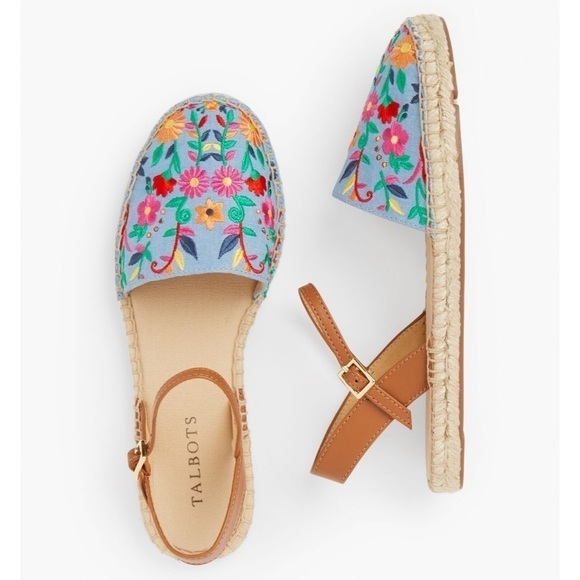 Talbots Izzy d'Orsay Embroidered Espadrille Sandals size 9.5 - Picture 1 of 9